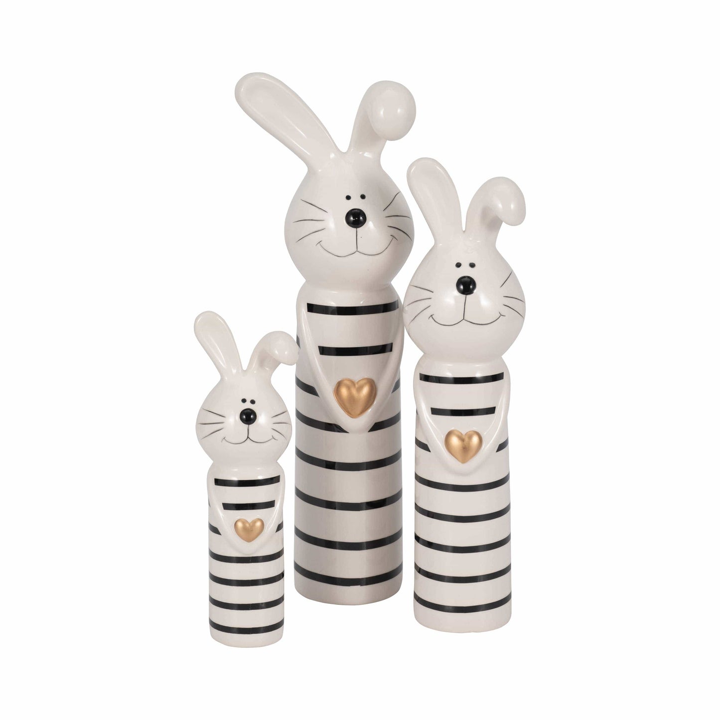Ceramic Lines Bunny with Heart Figurine - White, 10 in.