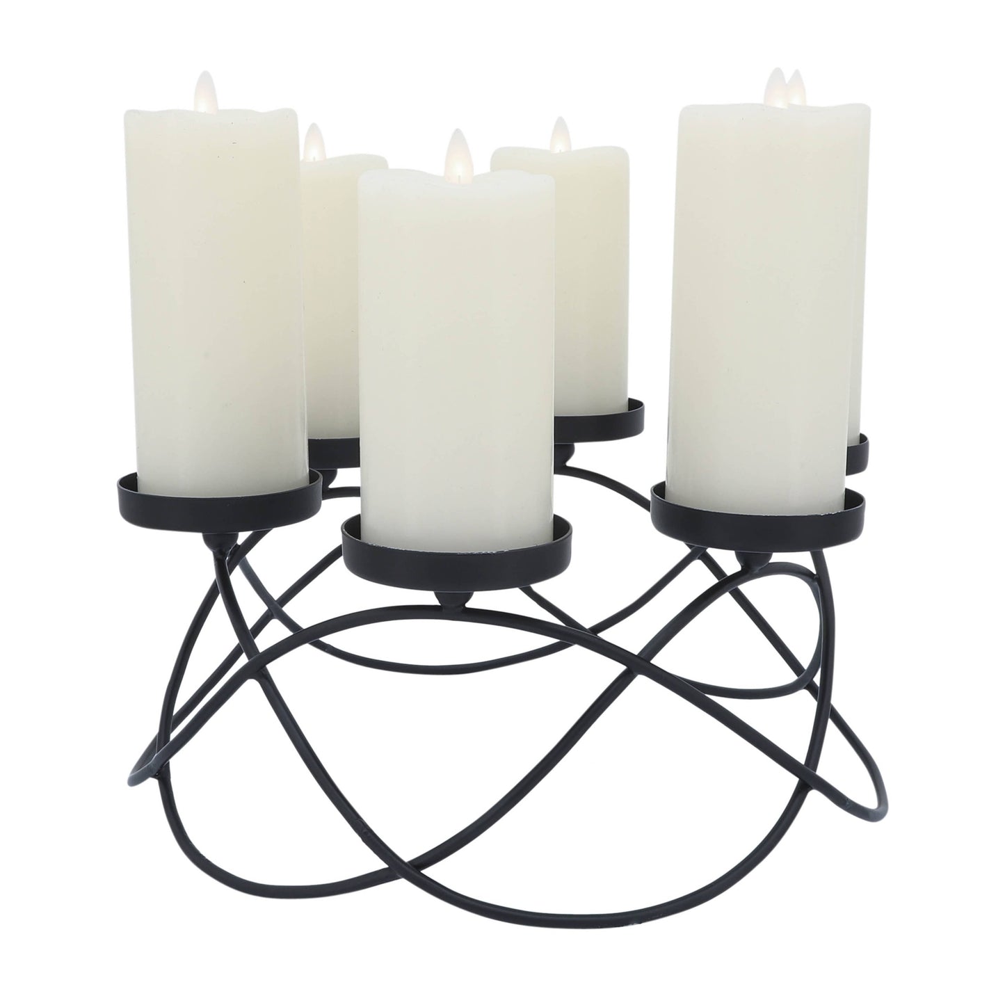 Metal Curved 6 Round Platforms Candle Holder - Black, 6 in.