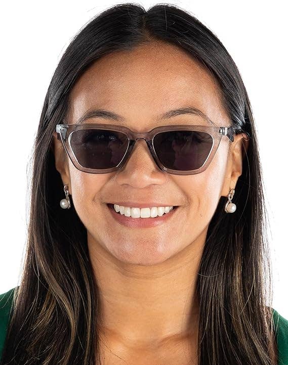 Cateye Sunglasses - Grey Crystal Frames/Lt. Grey Lenses