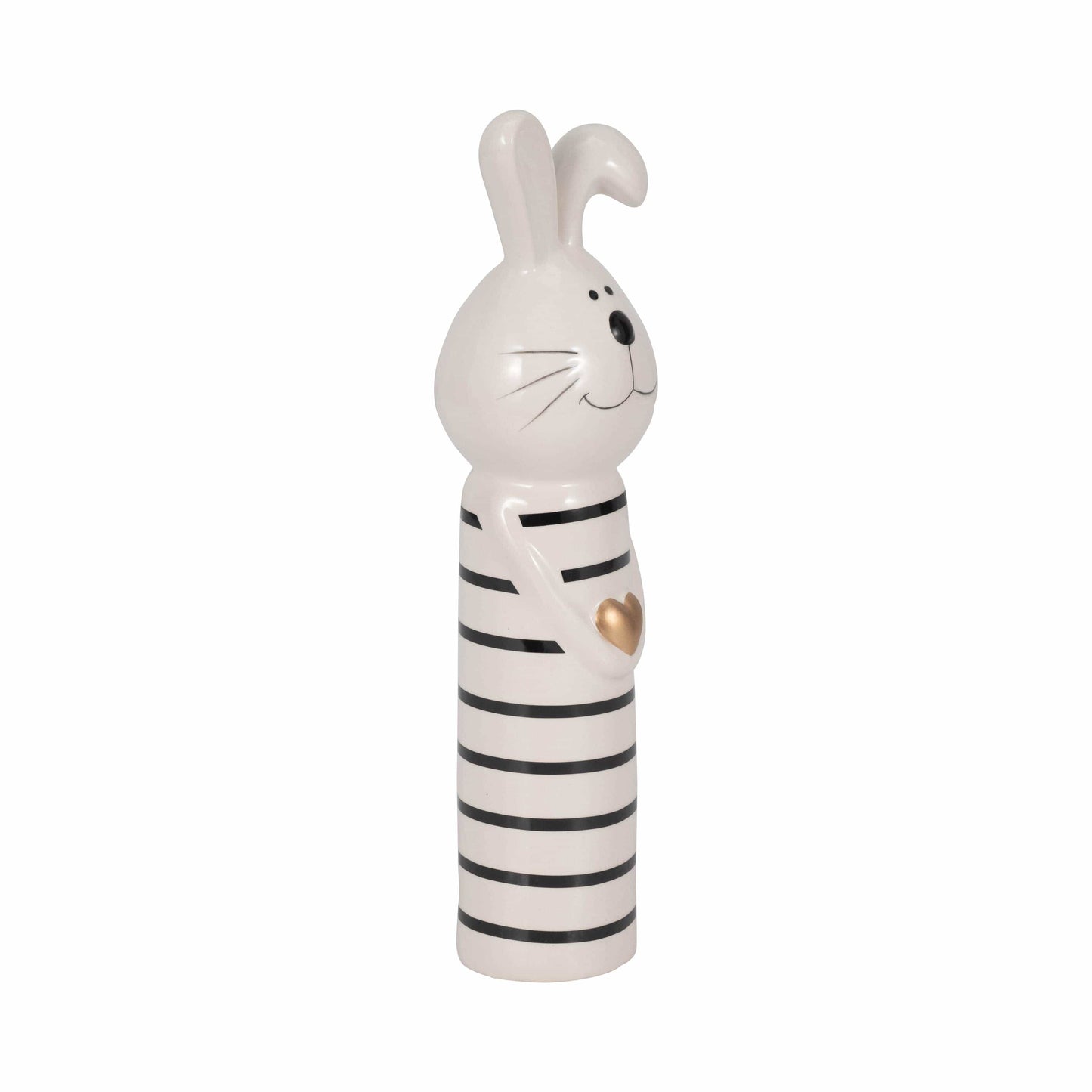 Ceramic Lines Bunny with Heart Figurine - White, 10 in.