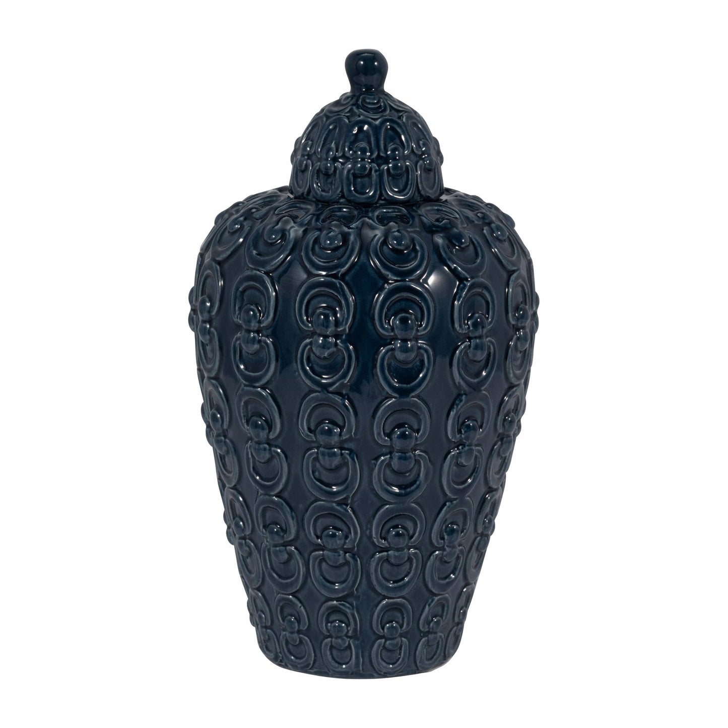 Ceramic Chain Texture Lidded, 12 in.