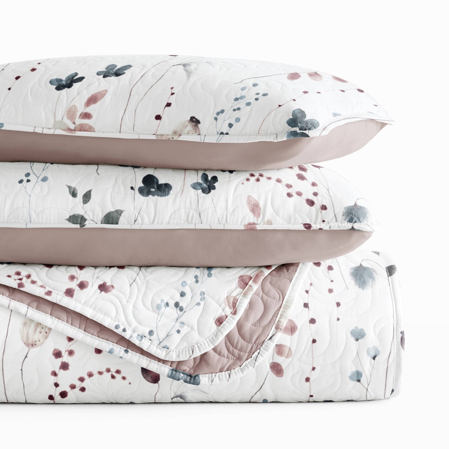 Poppy Bloom All Season Patterned Reversible Quilt Set