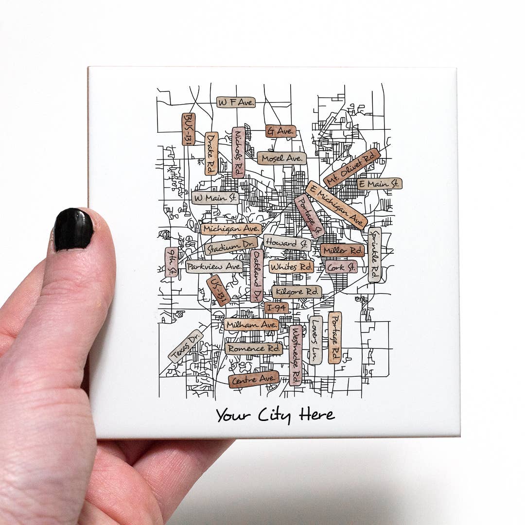 Street Names Map Coasters -