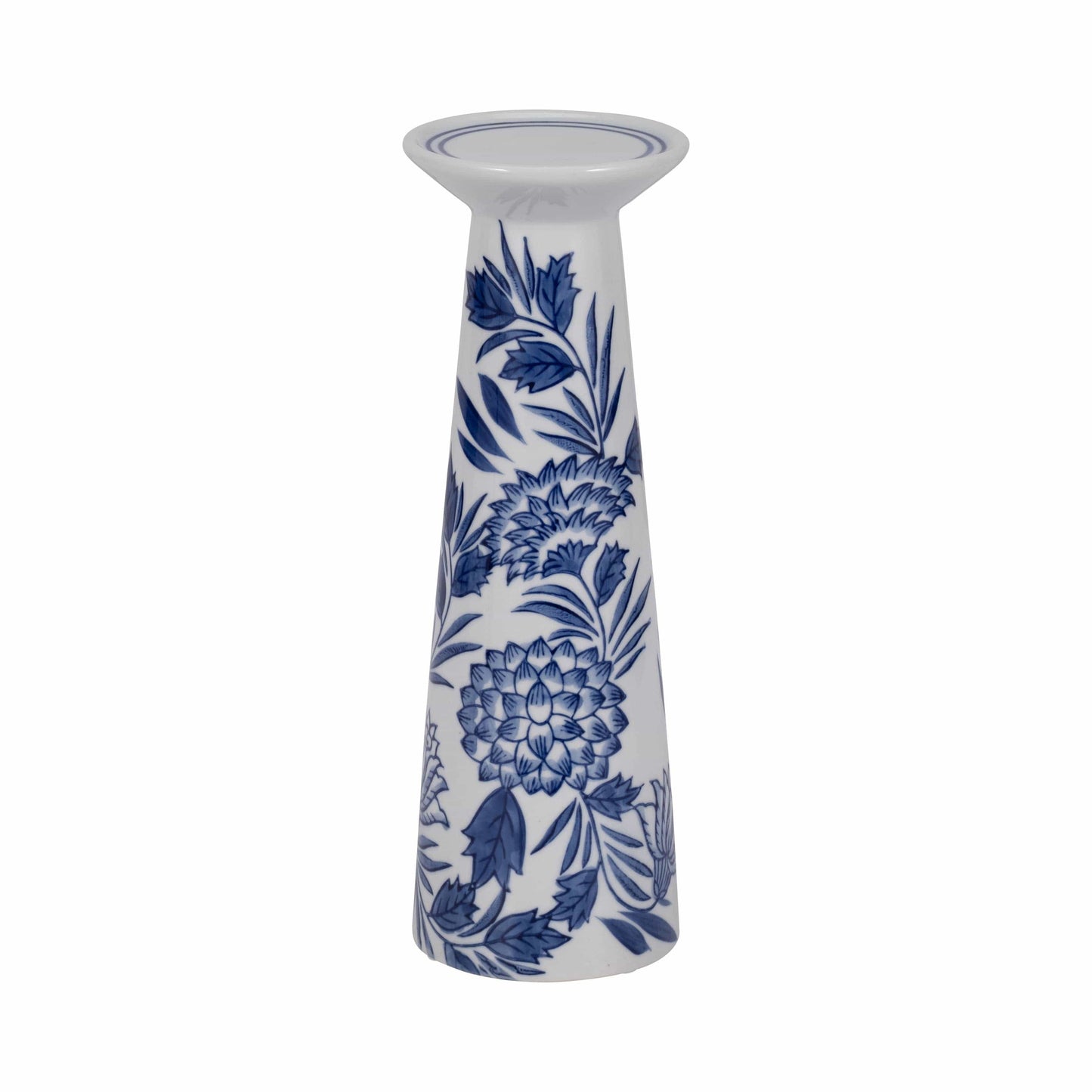 Blue/White 12 in. Porcelain Chinoiserie Candle Holder