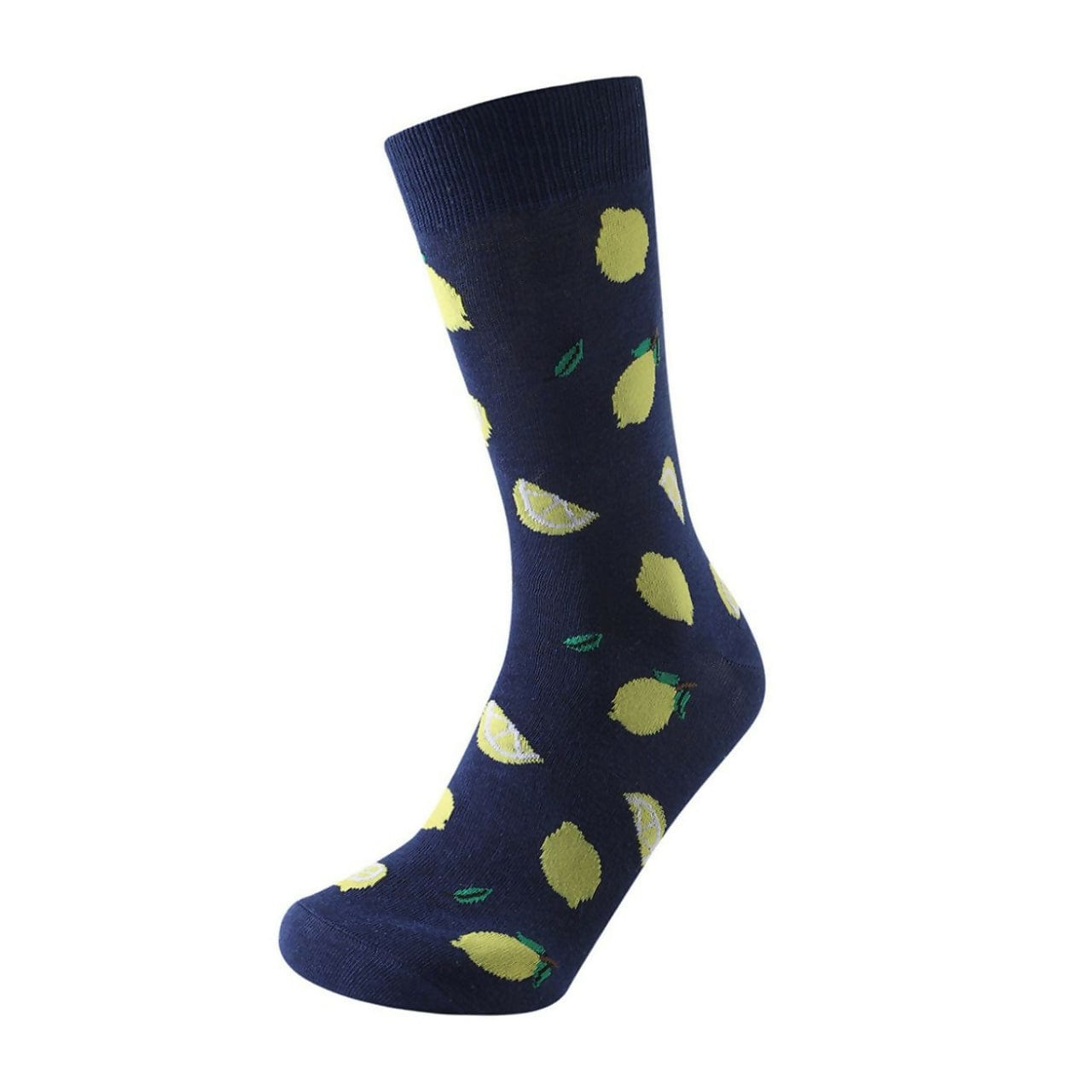 Mens Lemon Crew Socks Blue Socks Life is Socks