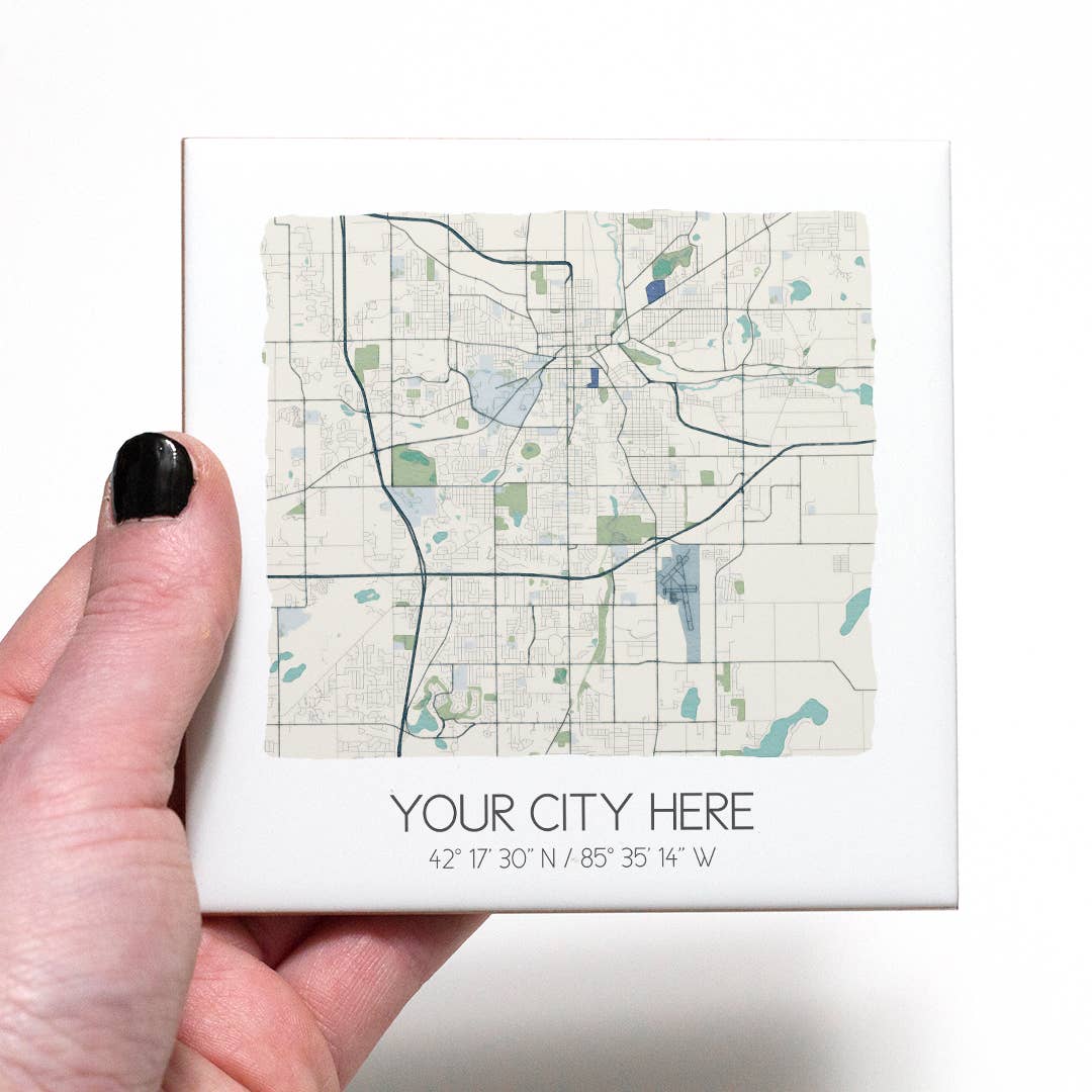 Watercolor City Map Coasters - Your City - Custom Order