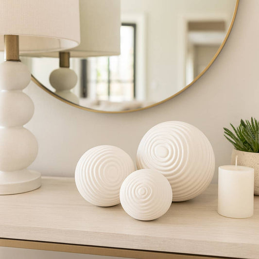 White Ceramic Round Ribbed, 4/5/6 in.