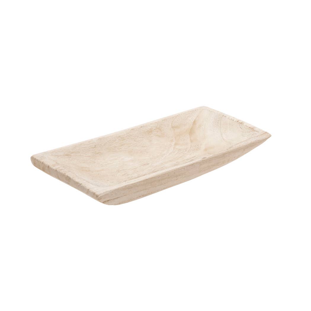White 15/20 in. Wooden Rectangular Coastal Trays (Set of 2)