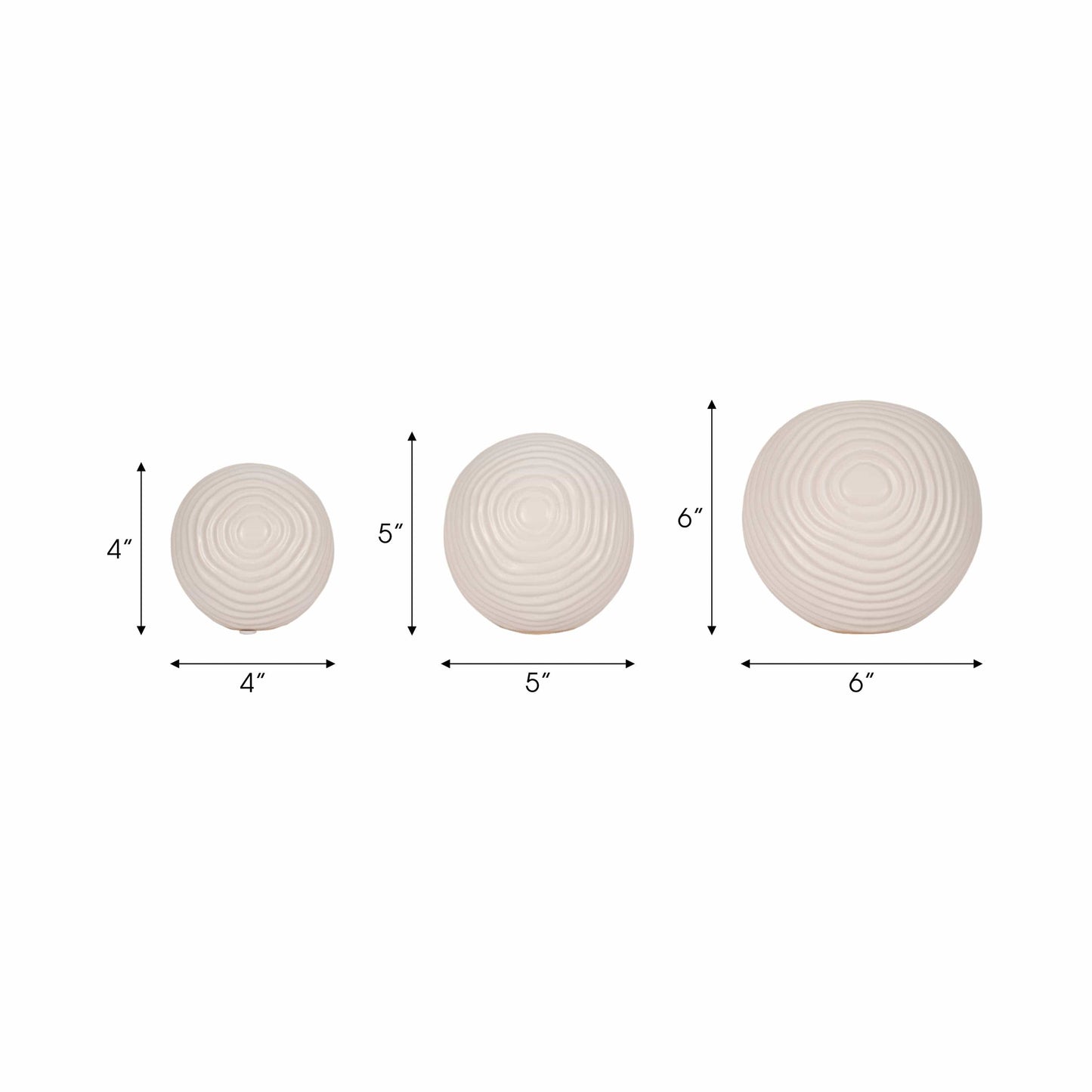 White Ceramic Round Ribbed, 4/5/6 in.