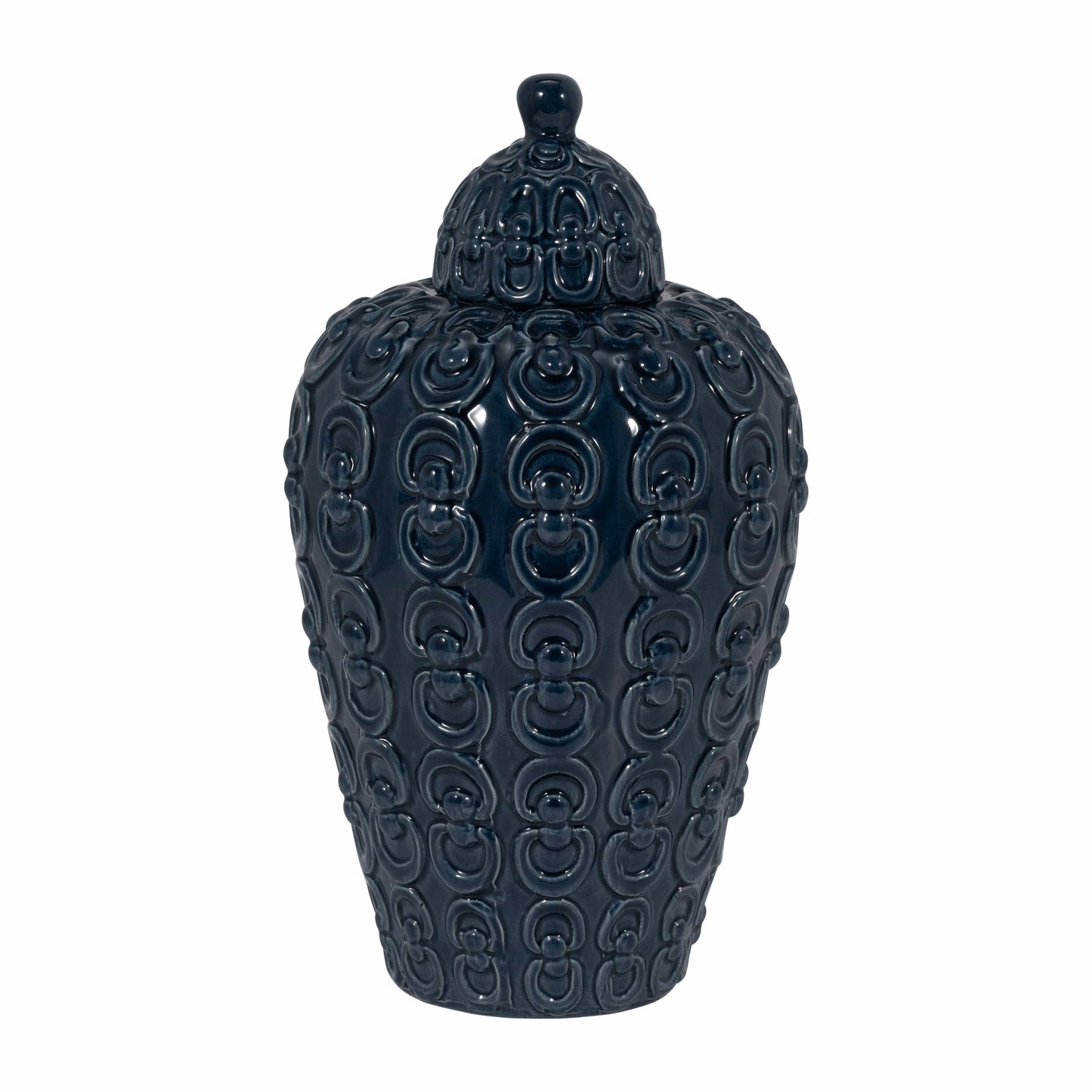 Ceramic Chain Texture Lidded, 12 in.