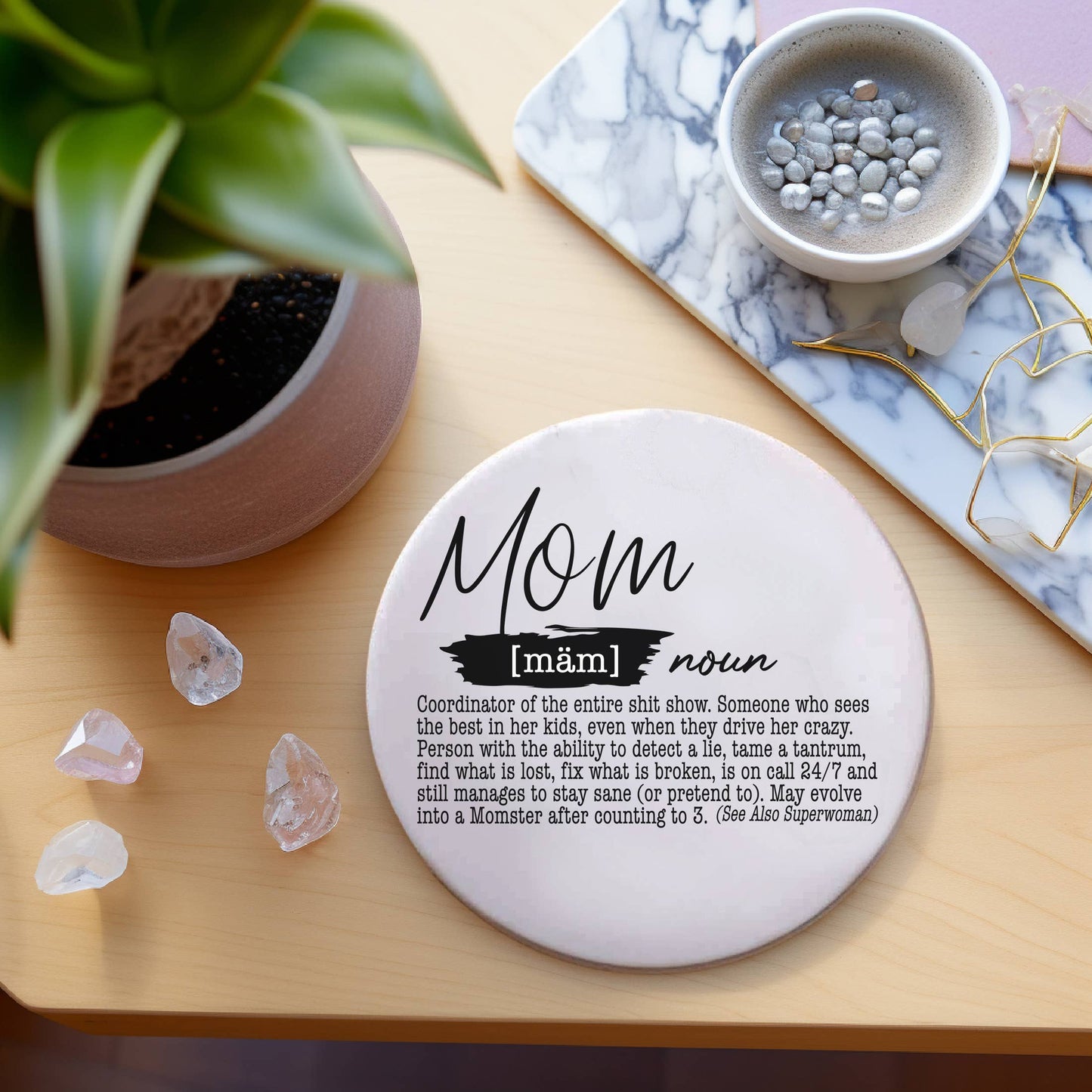 Mom Life Ceramic Drink Coaster | Funny Barware Gift Parents