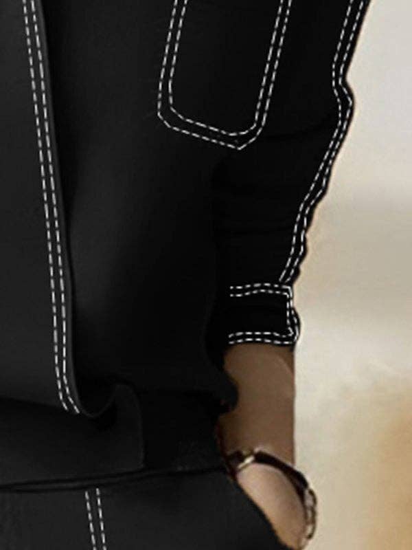 Long Sleeves Loose Split-Joint V-Neck T-Shirts