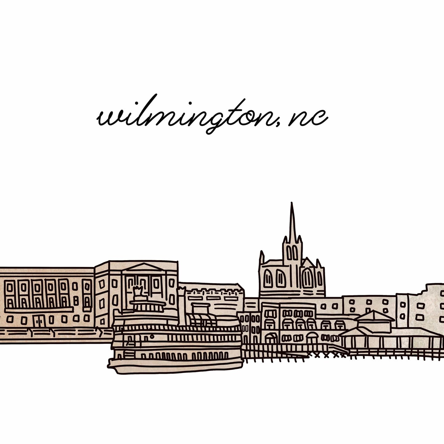 Wilmington North Carolina skyline city hanging tile sign