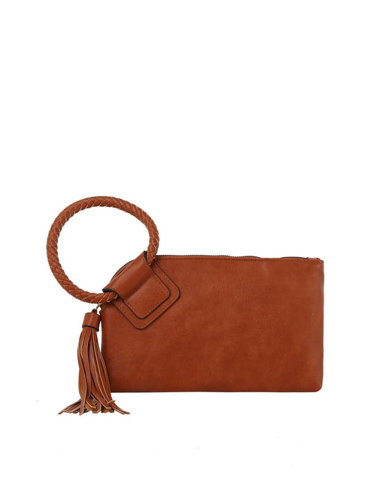 Braided Ring Handle Wristlet Clutch