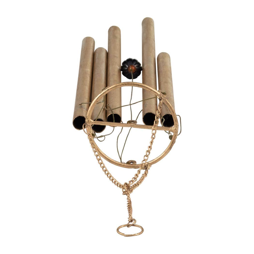 Metal Five-Pipes Hanging Wind Chime Bells - Gold, 43 in.