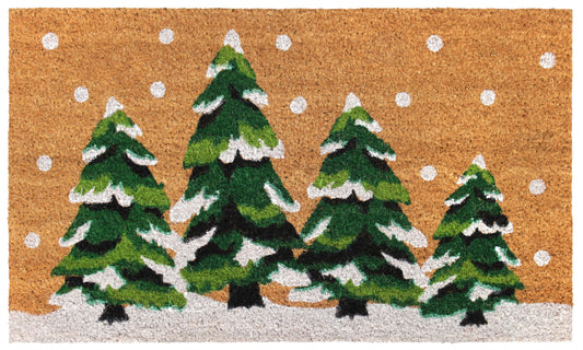 RugSmith Green Christmas Topiaries Doormat, 18" x 30"