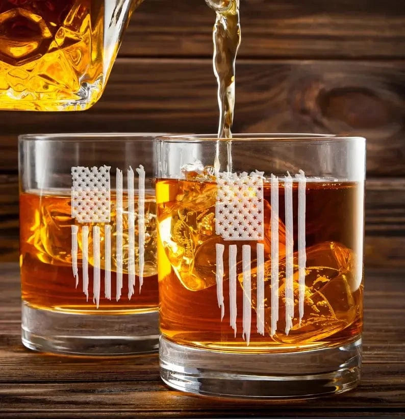 American Flag Whiskey Glass 11oz
