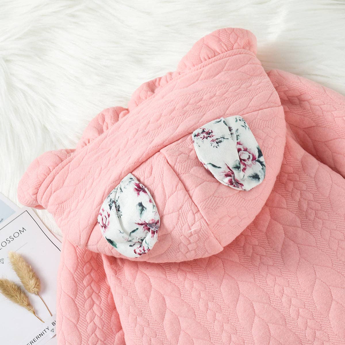 Hooded Baby Onesie with 3D Ears & Thick Lining