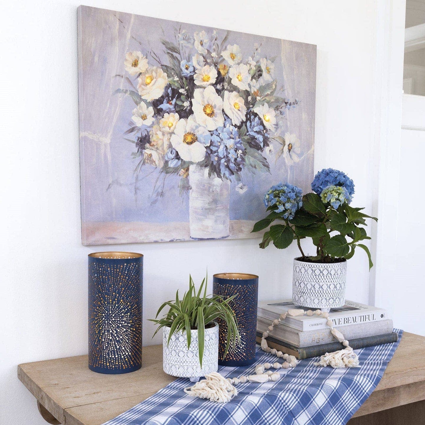Blue and White Bouquet LED Print