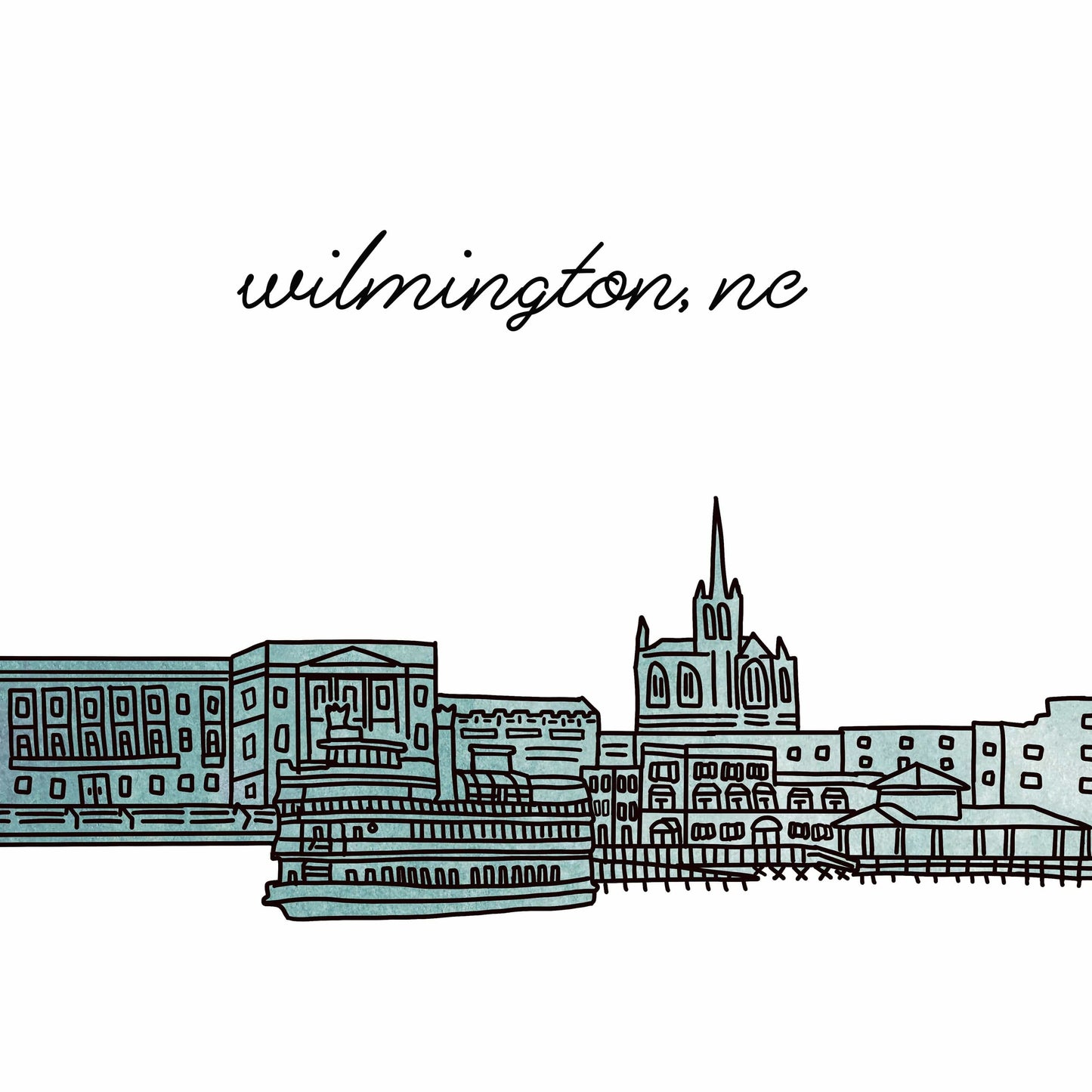 Wilmington North Carolina skyline city hanging tile sign