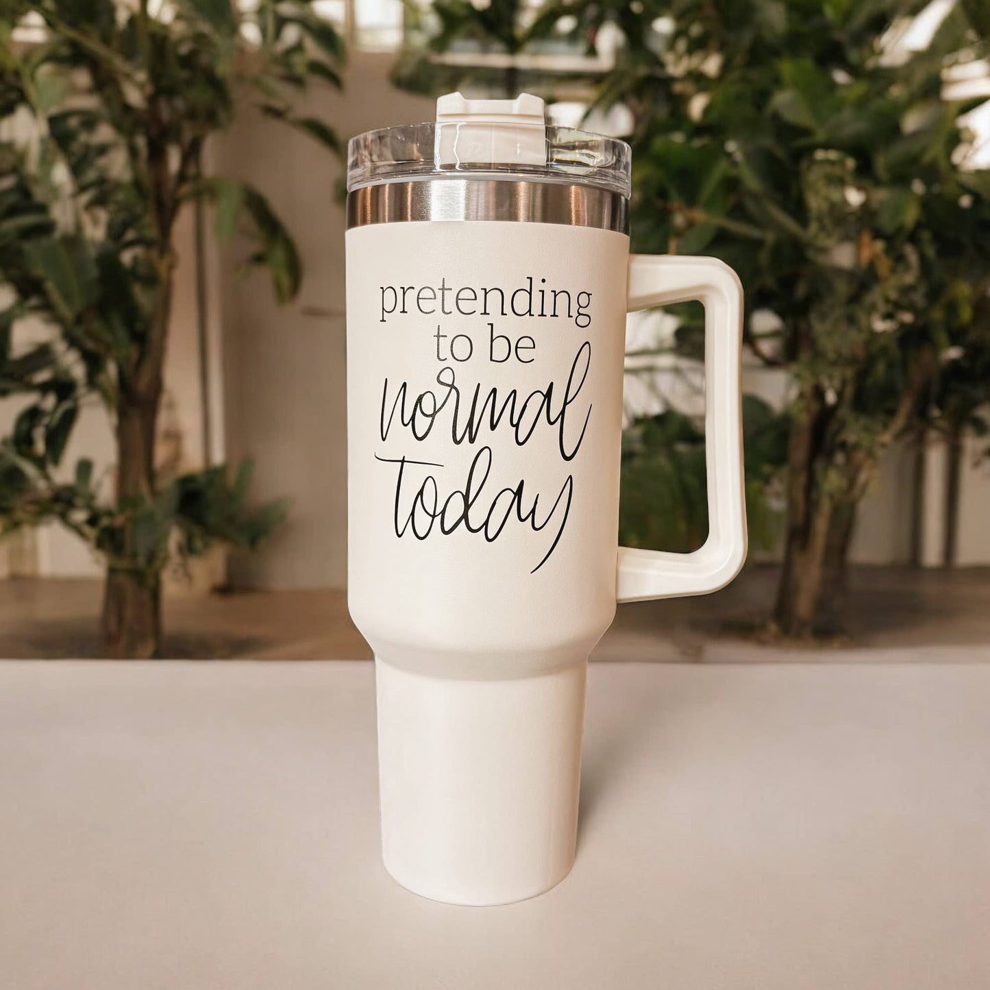 Mom's Sippy Cup, Back to School Gift, 40 oz Pink Tumbler Lid