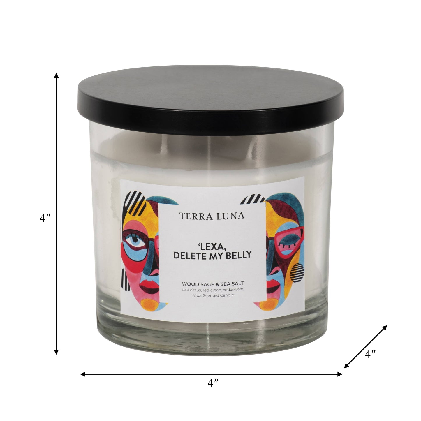 Decorative Candle - White Glass "Delete My Belly", 12 Oz
