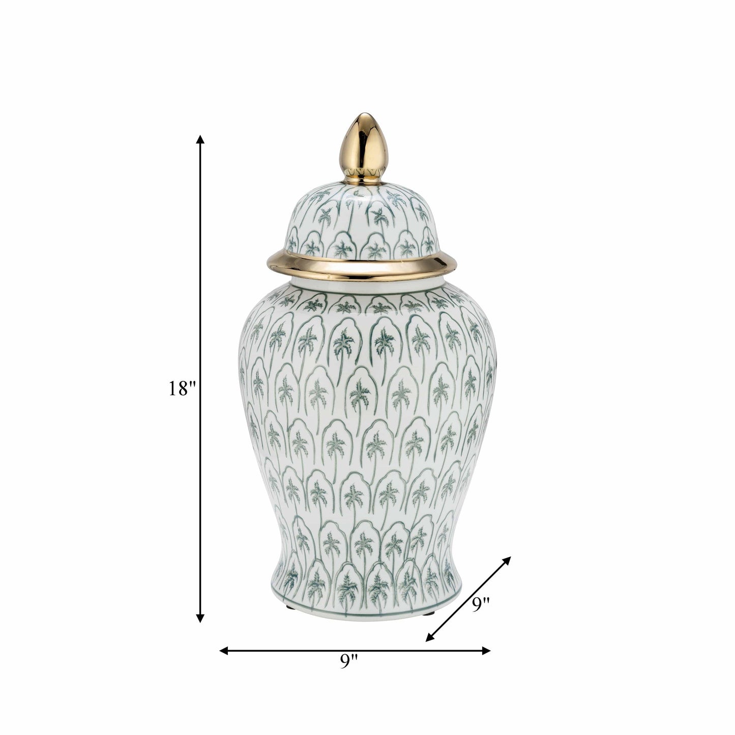 Ceramic Accents Lidded Decorative Ginger Jar - Green, 18 in.
