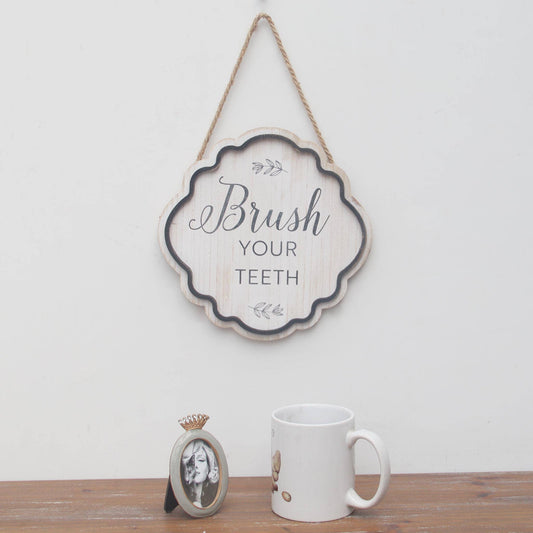 Vintage Bathroom Rules Sign-Brush Your Teeth