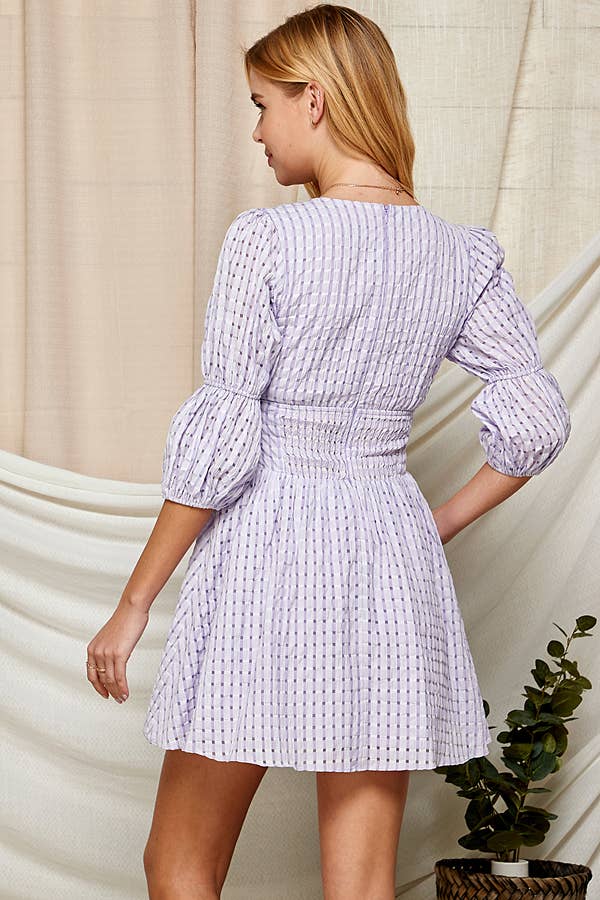 Outdoor Chic Deep V-Neck Dress with Puffy Sleeves 5184IMD