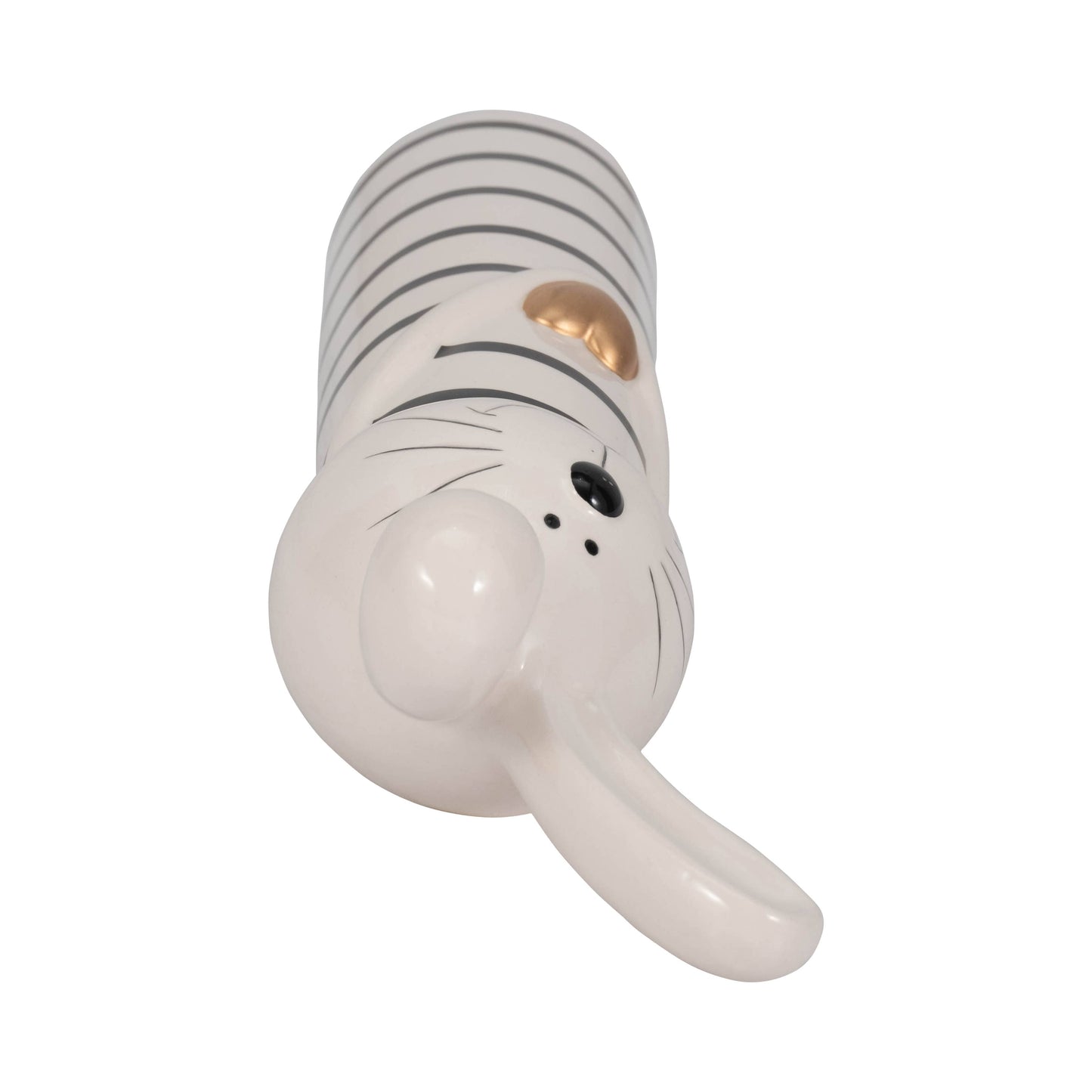 Ceramic Lines Bunny with Gold Heart Figurine - Black, 12 in.