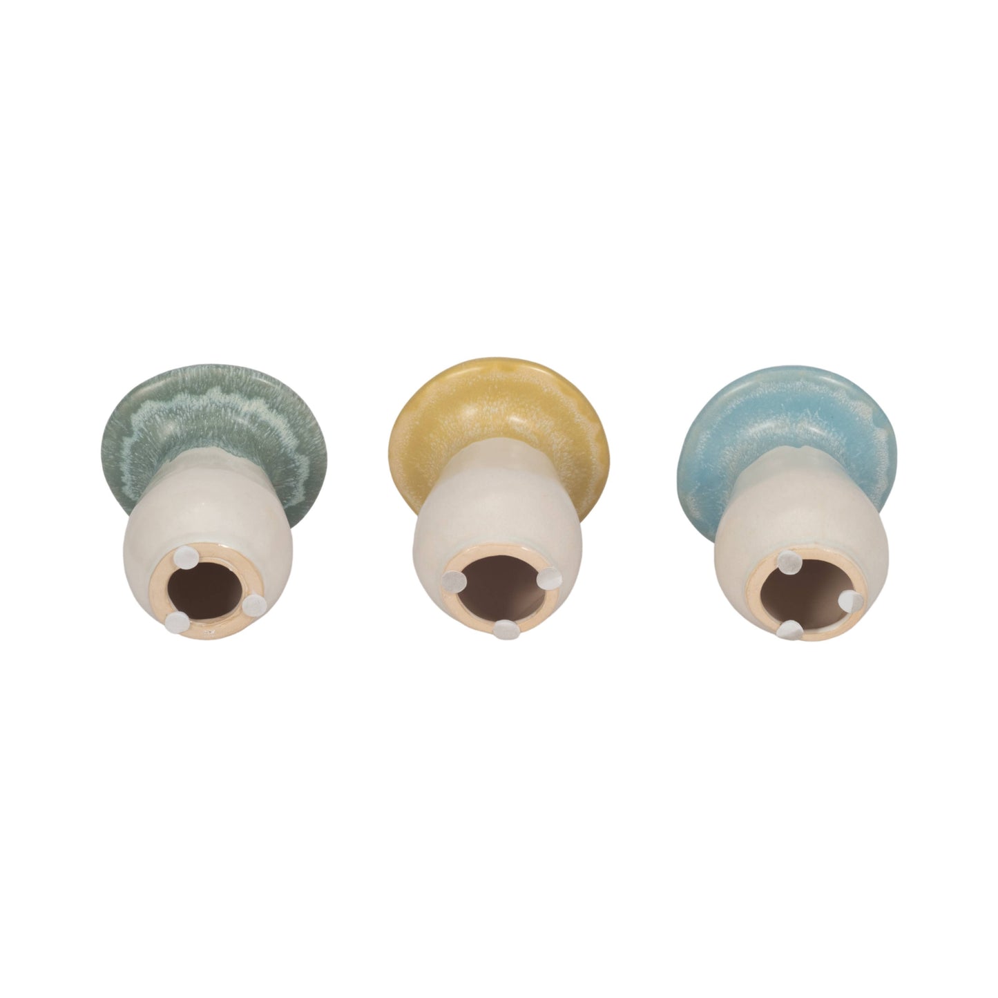 Figurines Set of 3 - Multi-Color Ceramic Top Mushroom, 6 in.