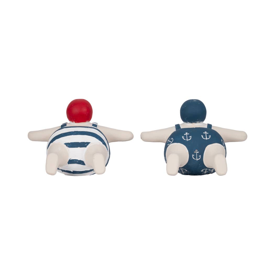 Figurines Set of 2 - Blue Ceramic Bathing Beauties, 7 in.