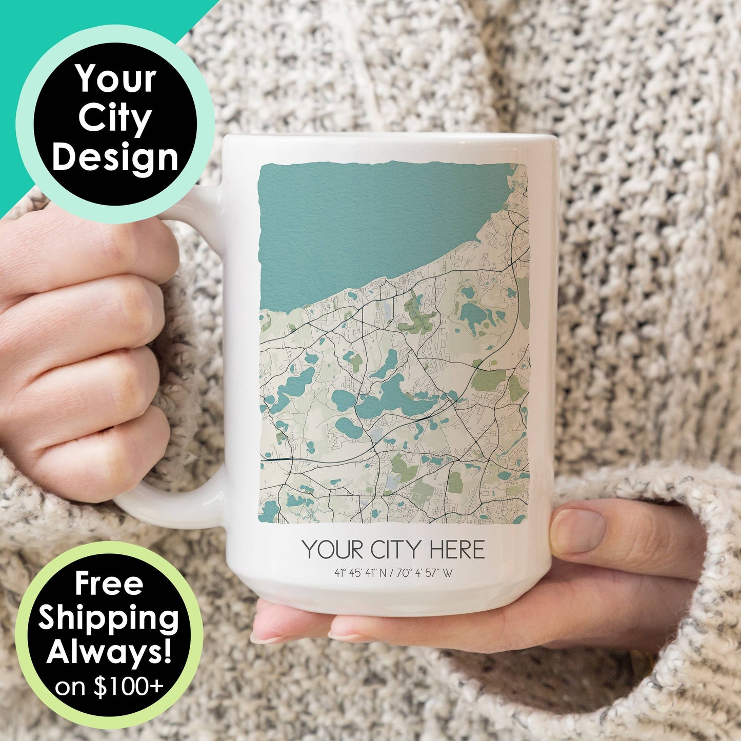 Custom Map Mugs - Custom City Coffee Mugs - Custom Order