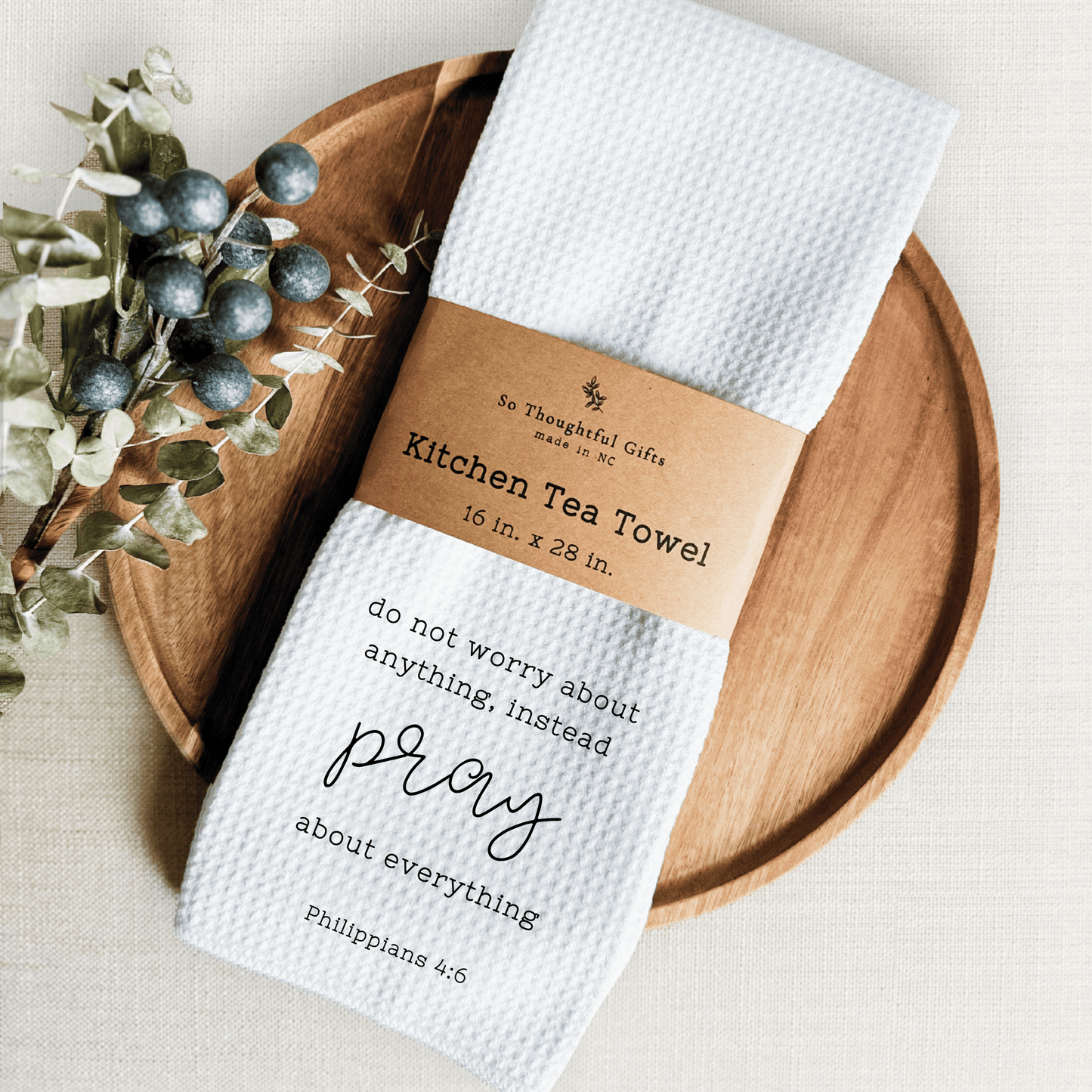 Scripture Dish Towel - Philippians 4:6 | Kitchen Towel