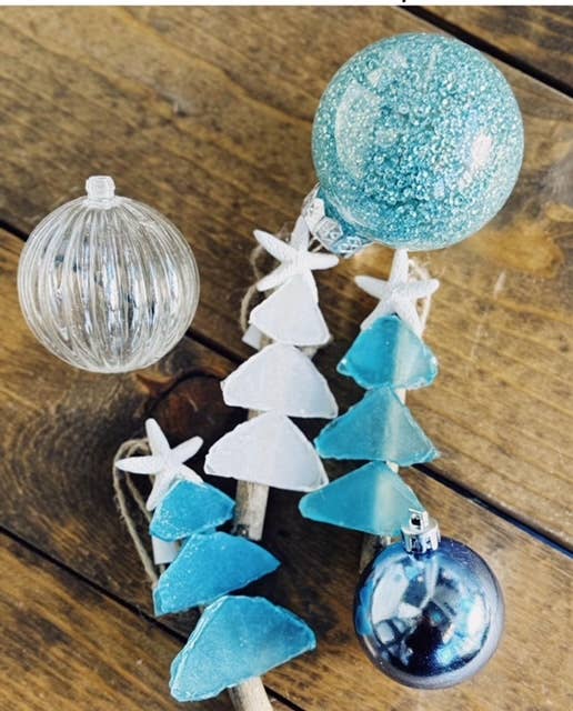 Mini Tree Seaglass Christmas Ornament