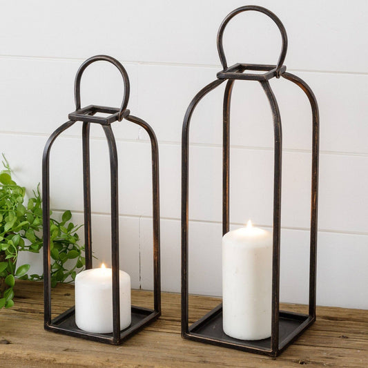 Arched Black Lanterns (Set Of 02)