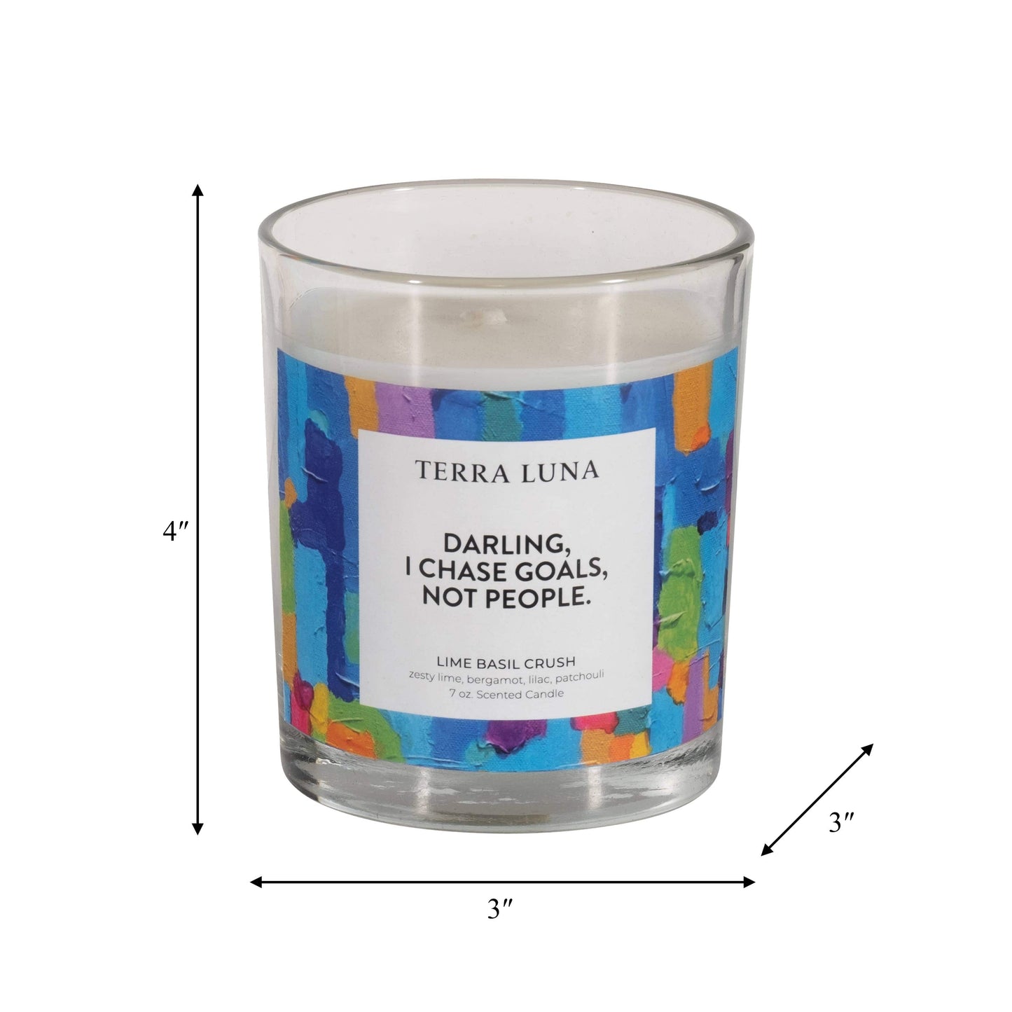 Boxed Candle - Blue Glass "Chase Goals Not People", 7 Oz