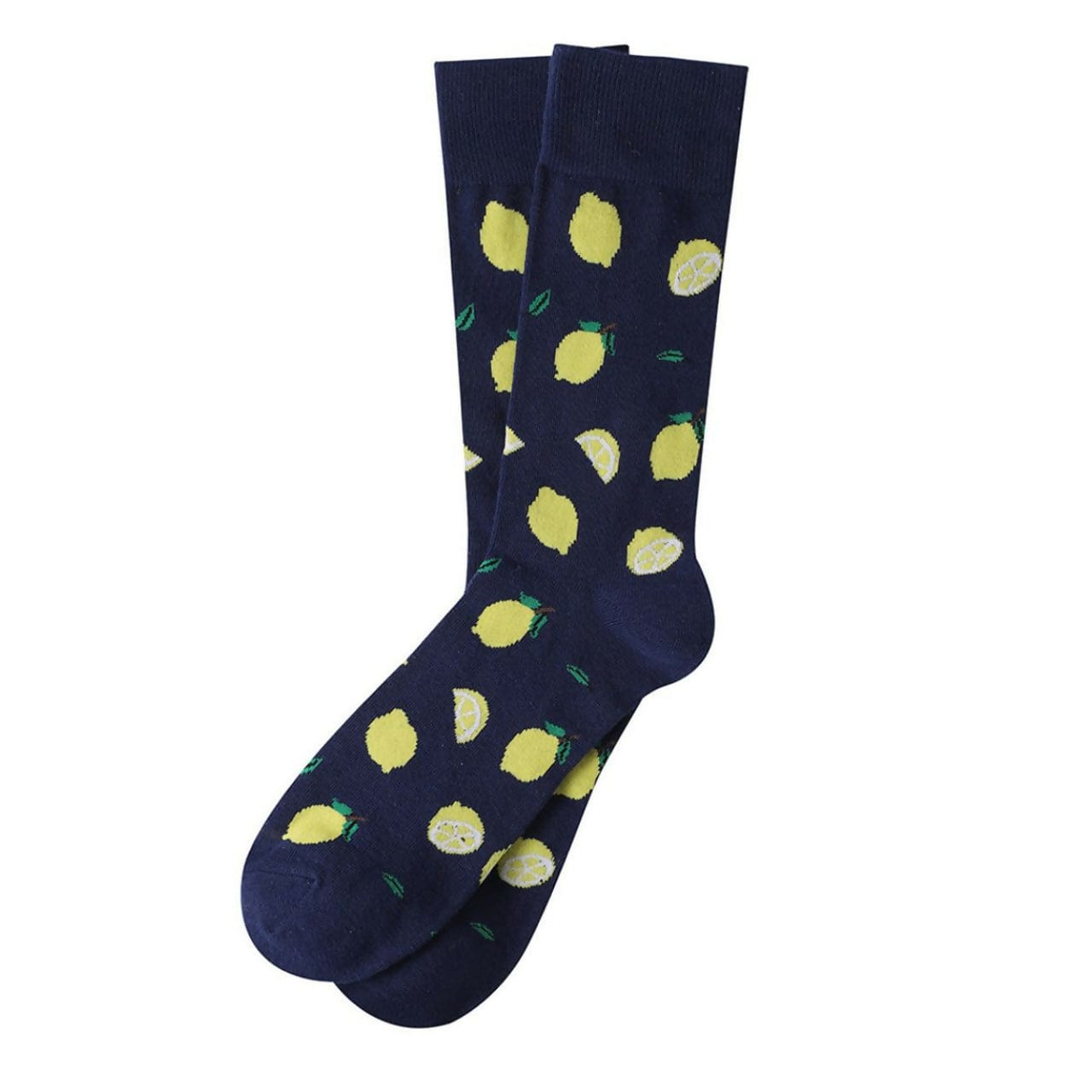 Mens Lemon Socks Blue Crew Socks Life is Socks