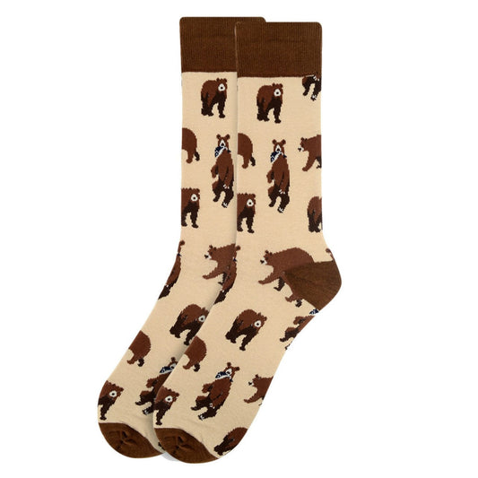 Mens Brown Bear Crew Socks