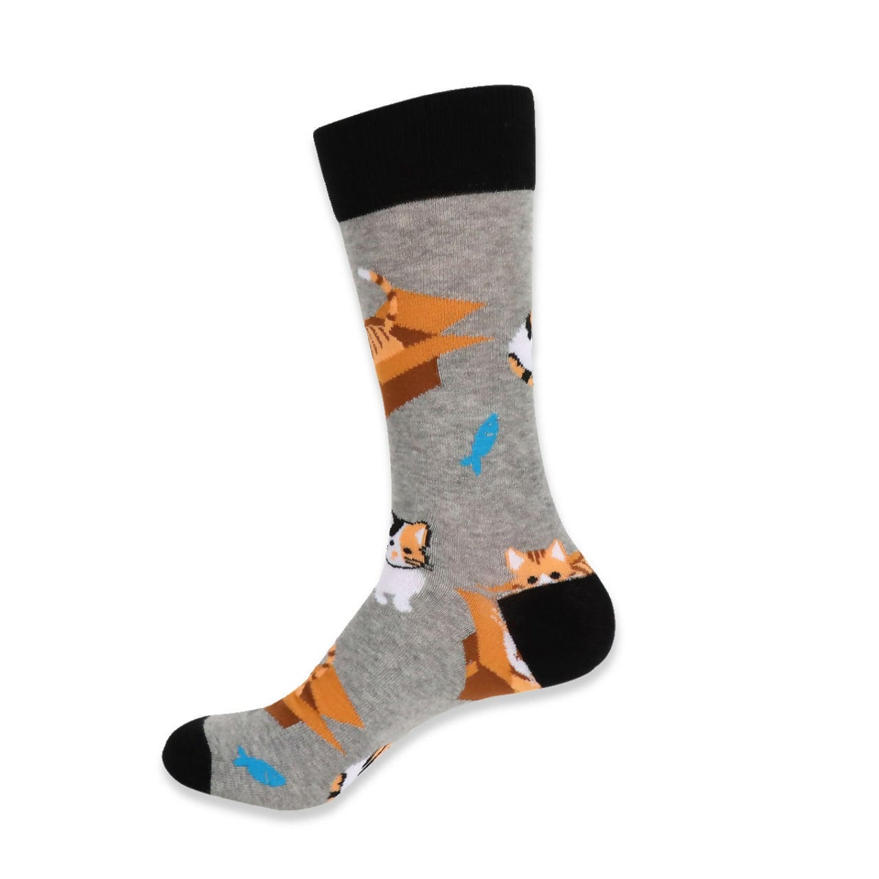 Mens Cat Socks Gray Life is Socks Cat in Boxes