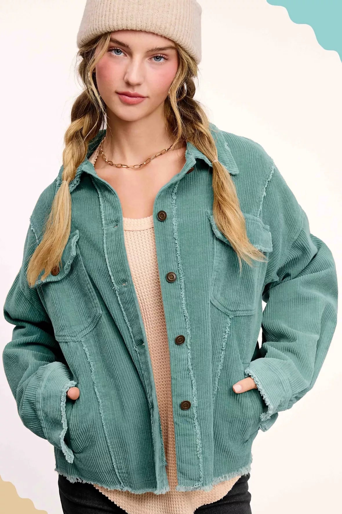 Corduroy Oversized Button Down Jacket