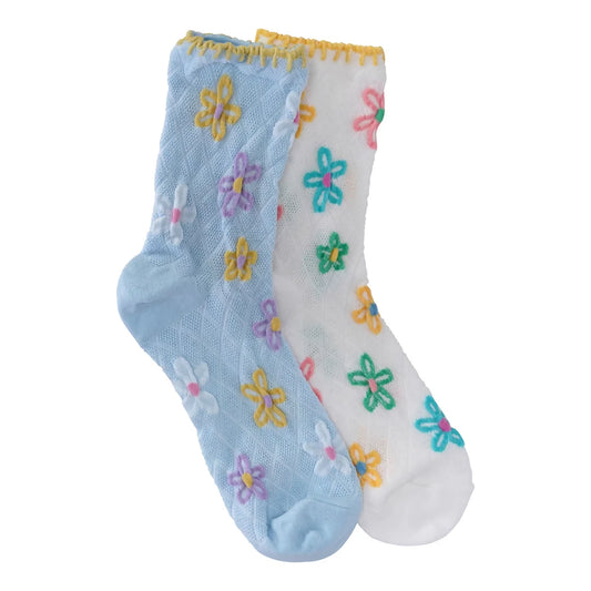 White Spring Flower Socks