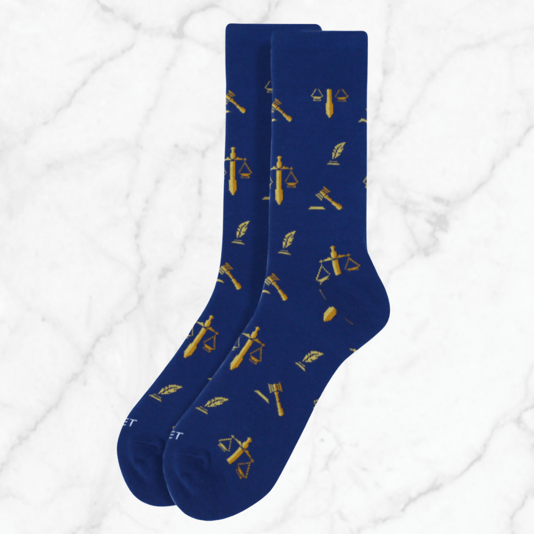 Mens Lawyer Socks Gift for Laywer Life is Socks Blue Crew Socks