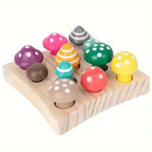 Number Matching Wooden Mushroom - Montessori
