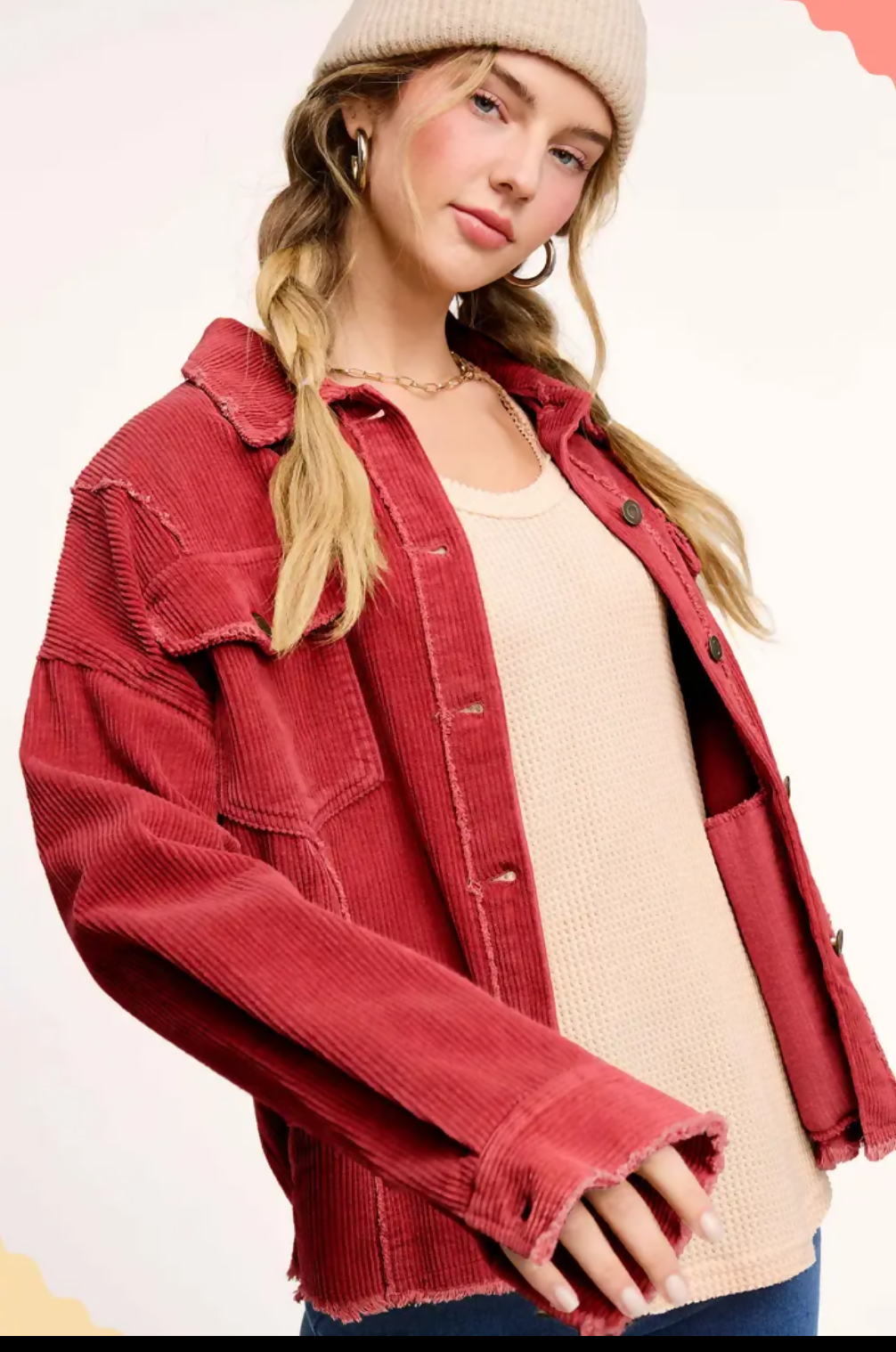 Corduroy Oversized Button Down Jacket