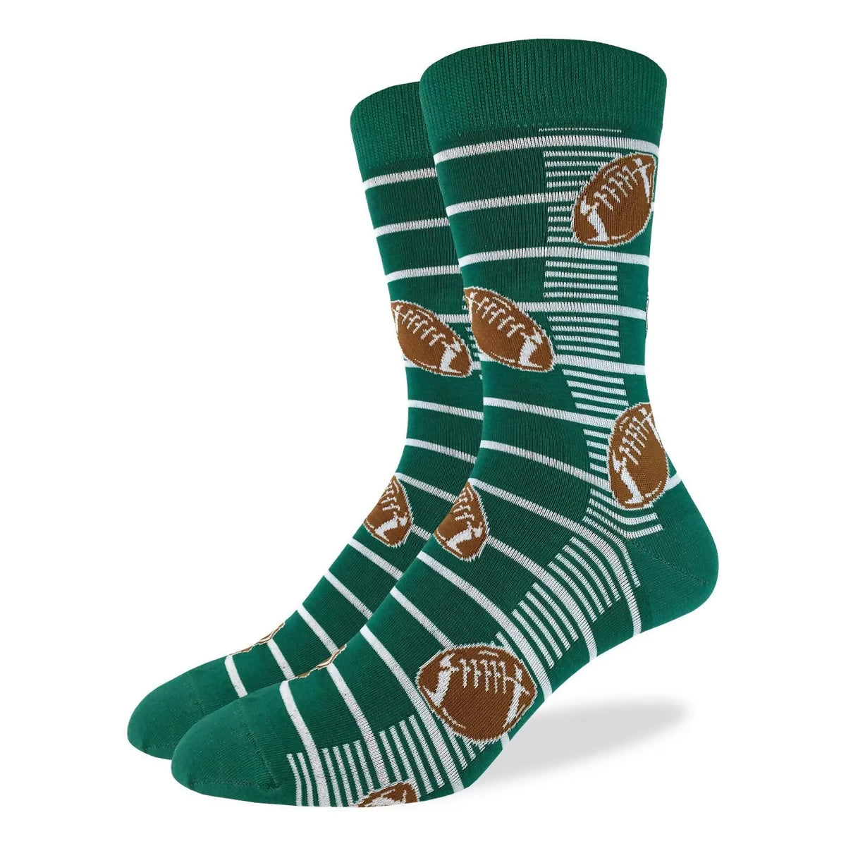 Mens Football Socks - Green Football Field and Footballs