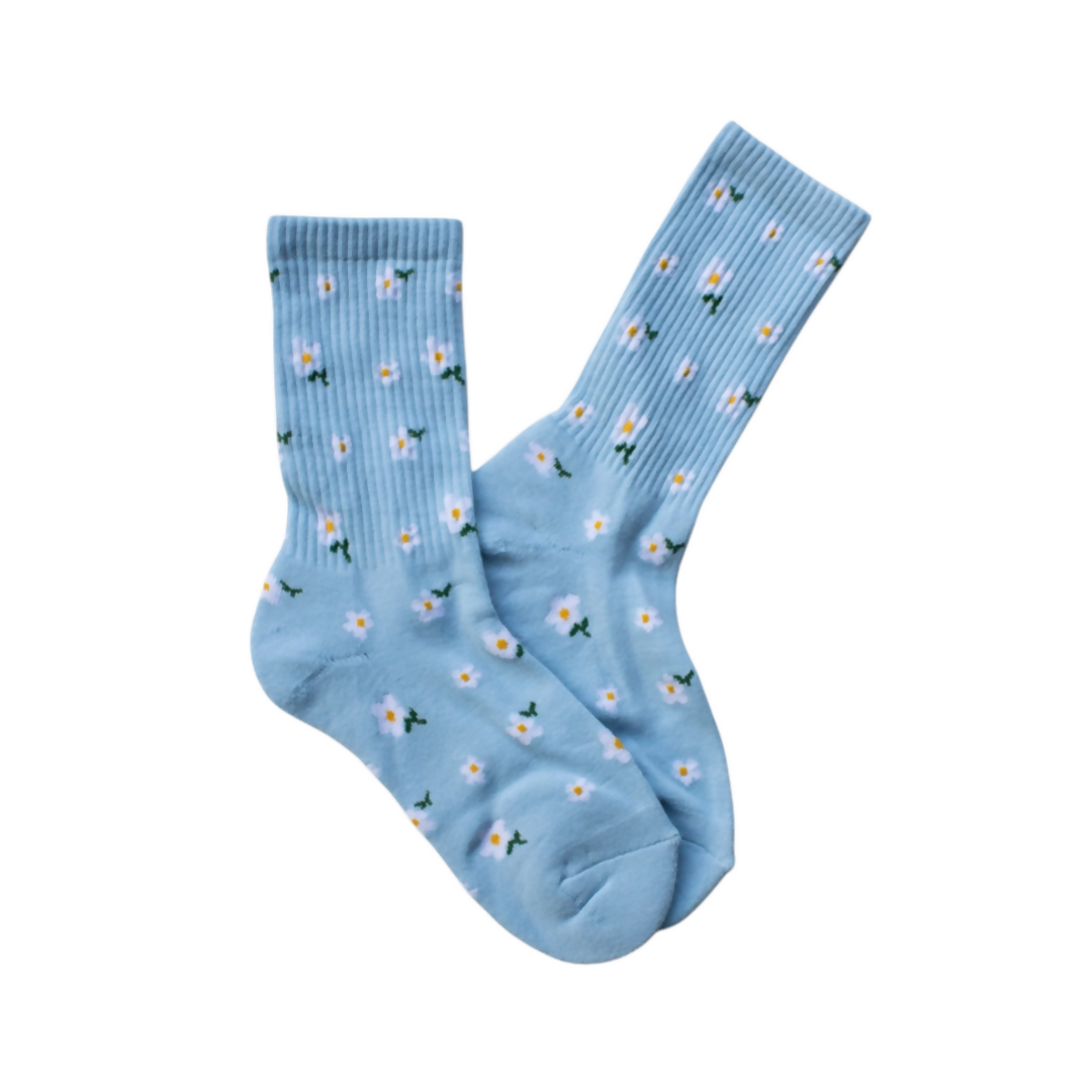 Blue Floral Sport Socks